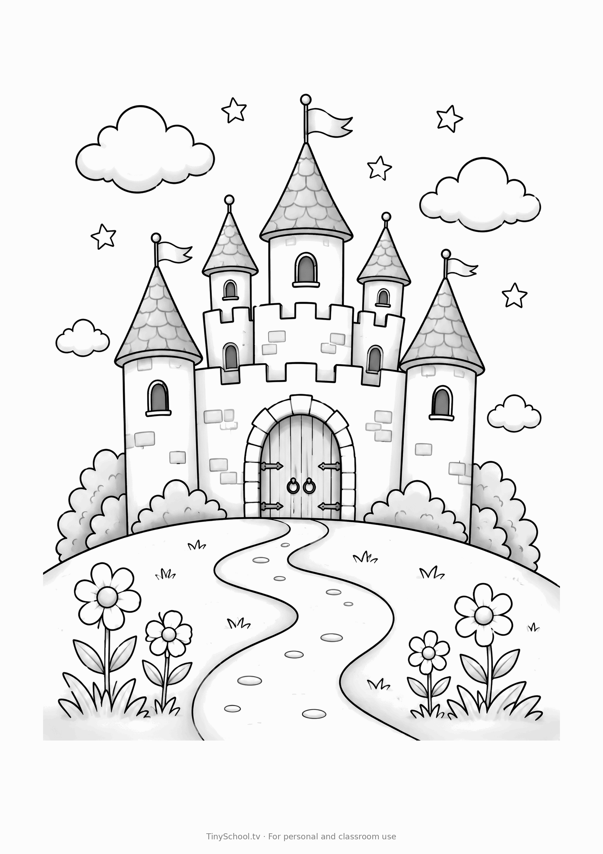 Color the castle (grayscale)